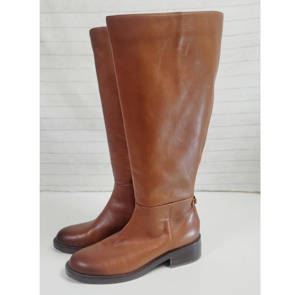 SAM EDELMAN MABLE KNEE HIGH BOOTS IN BROWN LEATHER, SZ 7.5